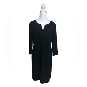 Talbots Black Long Sleeve Split-Neck Sheath Dress (10)